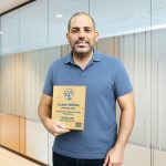 Idan Keren, White Hat CTO with the OSPAs awrad - courtesy White Hat by EPAM