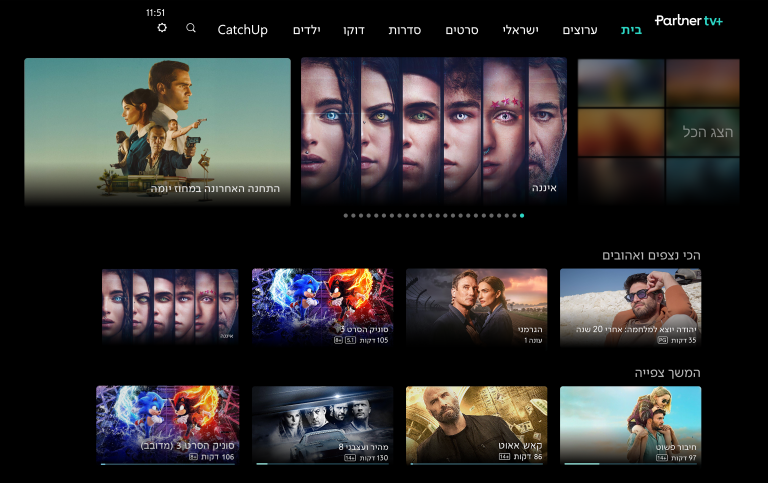 Partner-tv+ ממשק